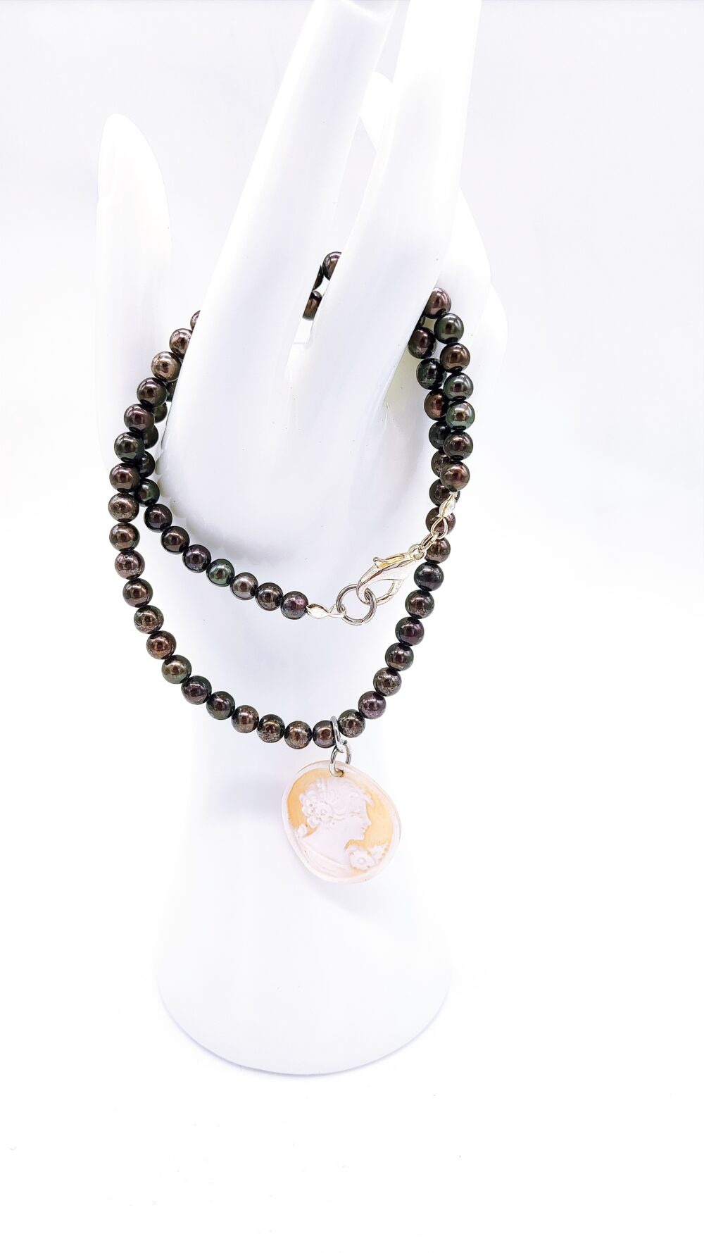 Necklace brown pearls and Cameo pendant 1