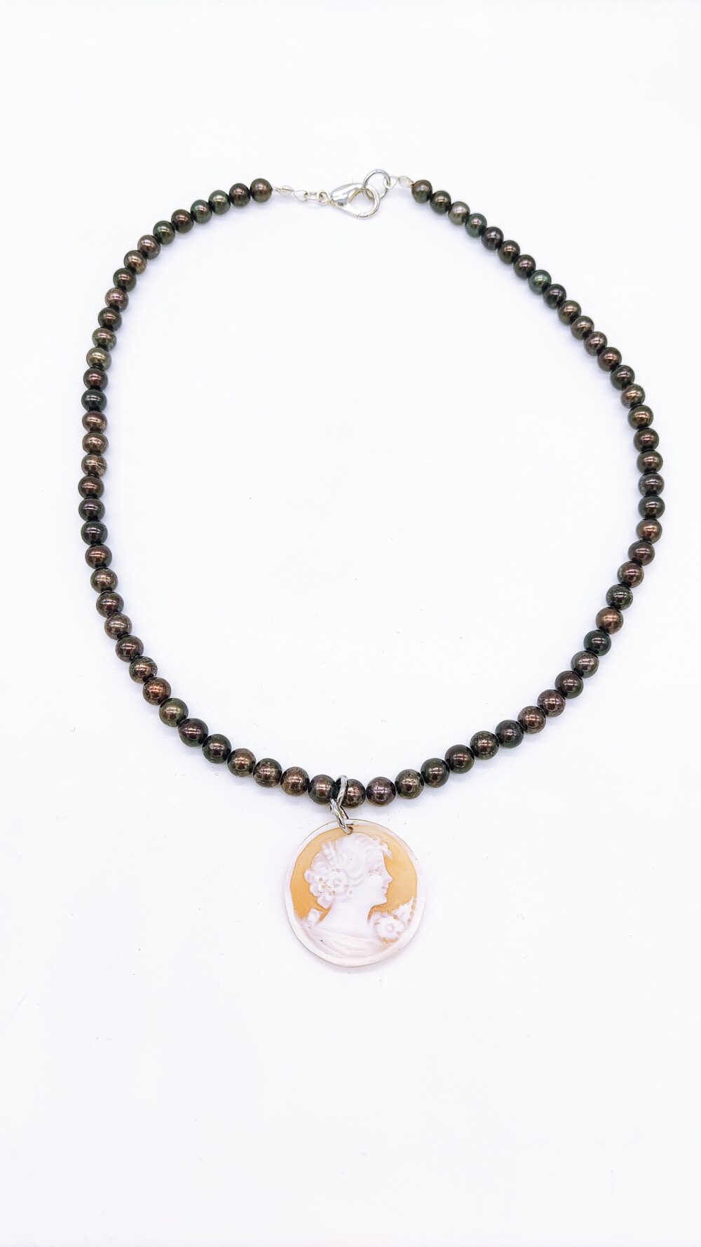 Necklace brown pearls and Cameo pendant 3