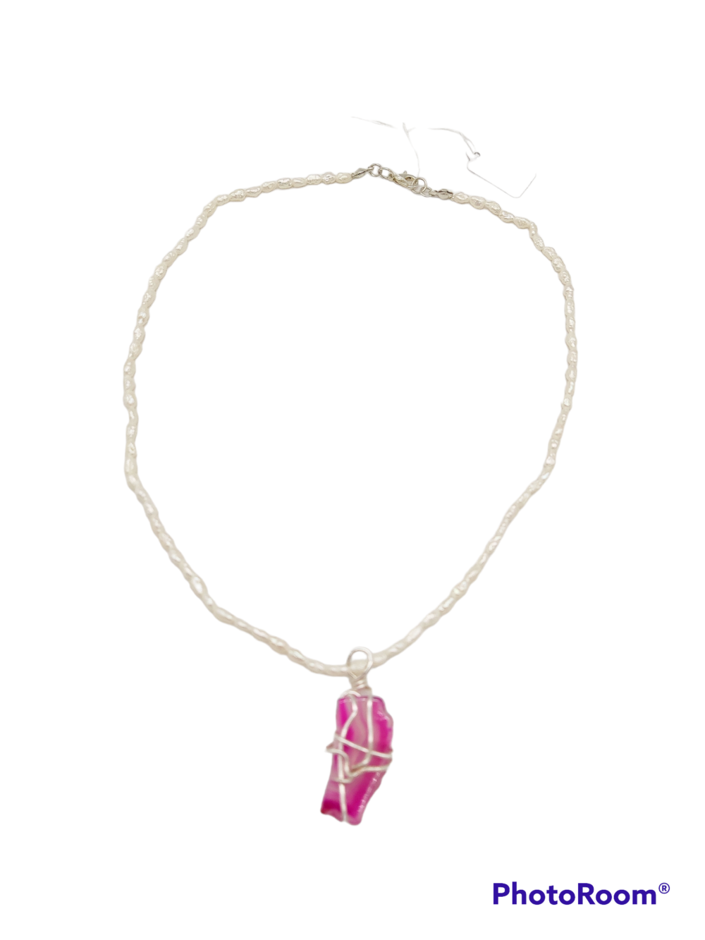 Collana Perle di Fiume con Agata Rosa 1